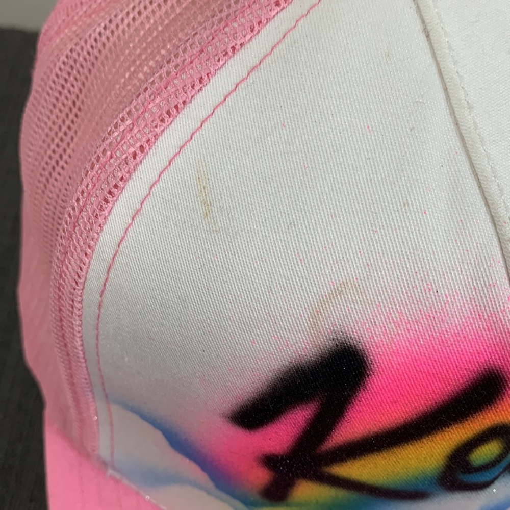 The Classics Yupoong Trucker Hat Womens Adjustable Kelsey Spray Painted Snapback - Picture 6 of 16